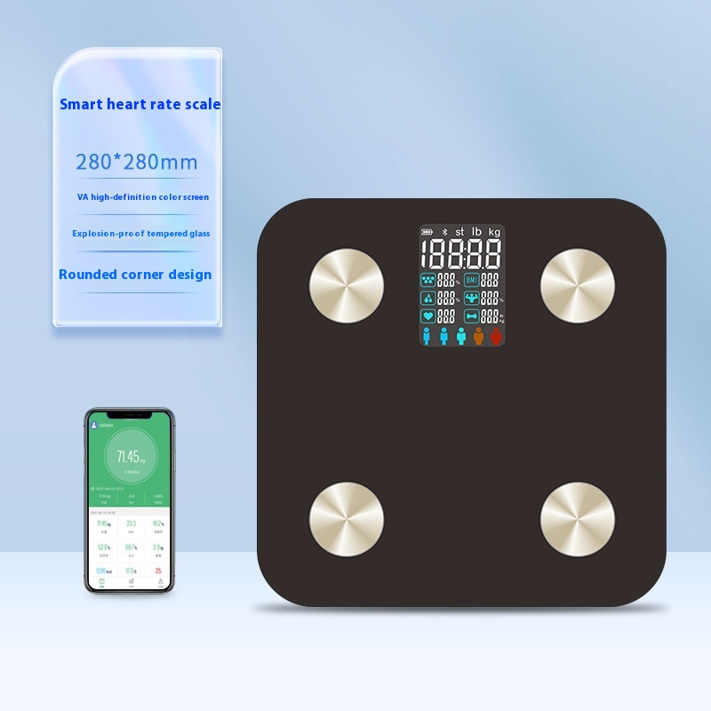 Smart VA Color Screen Heart Rate Body Electronic Scale High Precision Test Fat Body Fat Scale