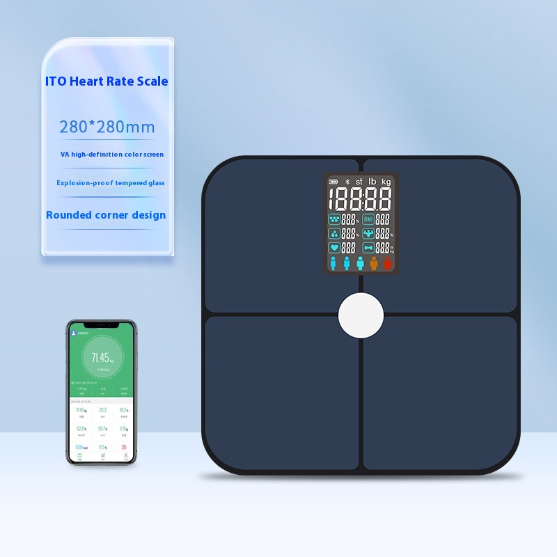 Smart VA Color Screen Heart Rate Body Electronic Scale High Precision Test Fat Body Fat Scale